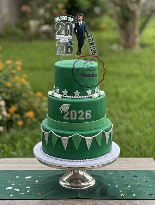 Custom Photo Graduation Cake Topper – Class of 2026