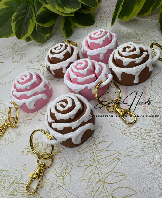 Cinnamon Roll Fidget Keychain – Clicker Stress Relief Toy