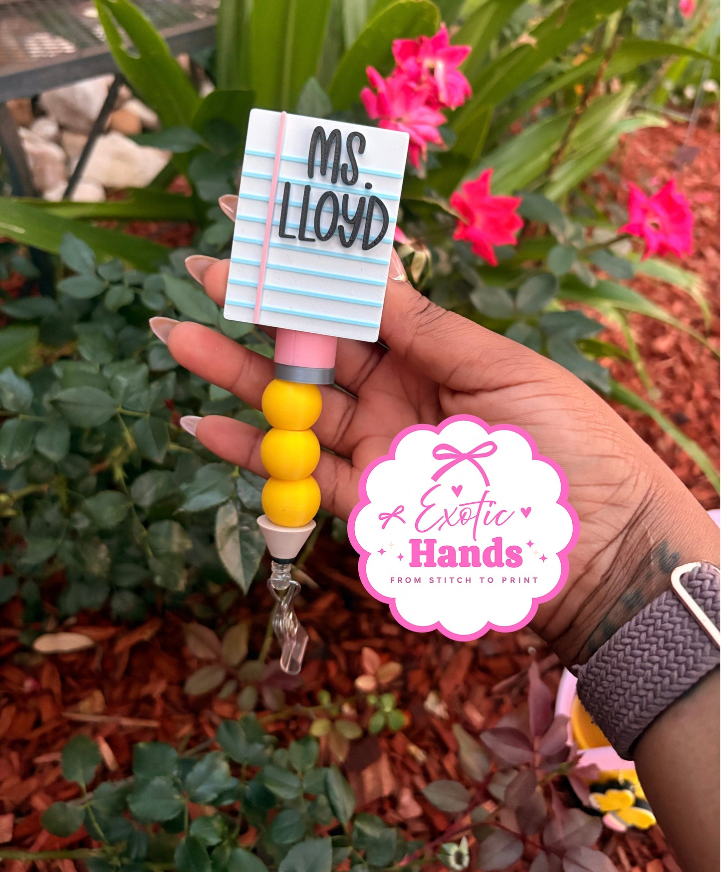 Personalized Teacher Badge Reel | Custom Teacher Name Badge Holder | Back to School Teacher Gift | Notebook & Pencil Badge Reel