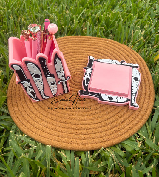 Horror Flick Chick Pen Holder & Notepad Set – Spooky Desk Accessories for Horror Fans
