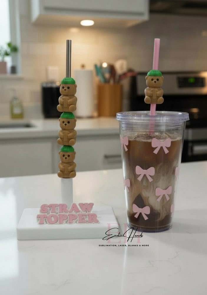 Cute Bear Buddy Straw Topper | Cup Straw Charm (8mm Only)