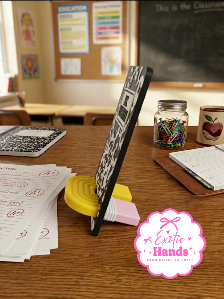 Personalized Composition Notebook Phone Stand | Custom Teacher Phone Holder | Teacher Desk Accessory | Teacher Appreciation Gift