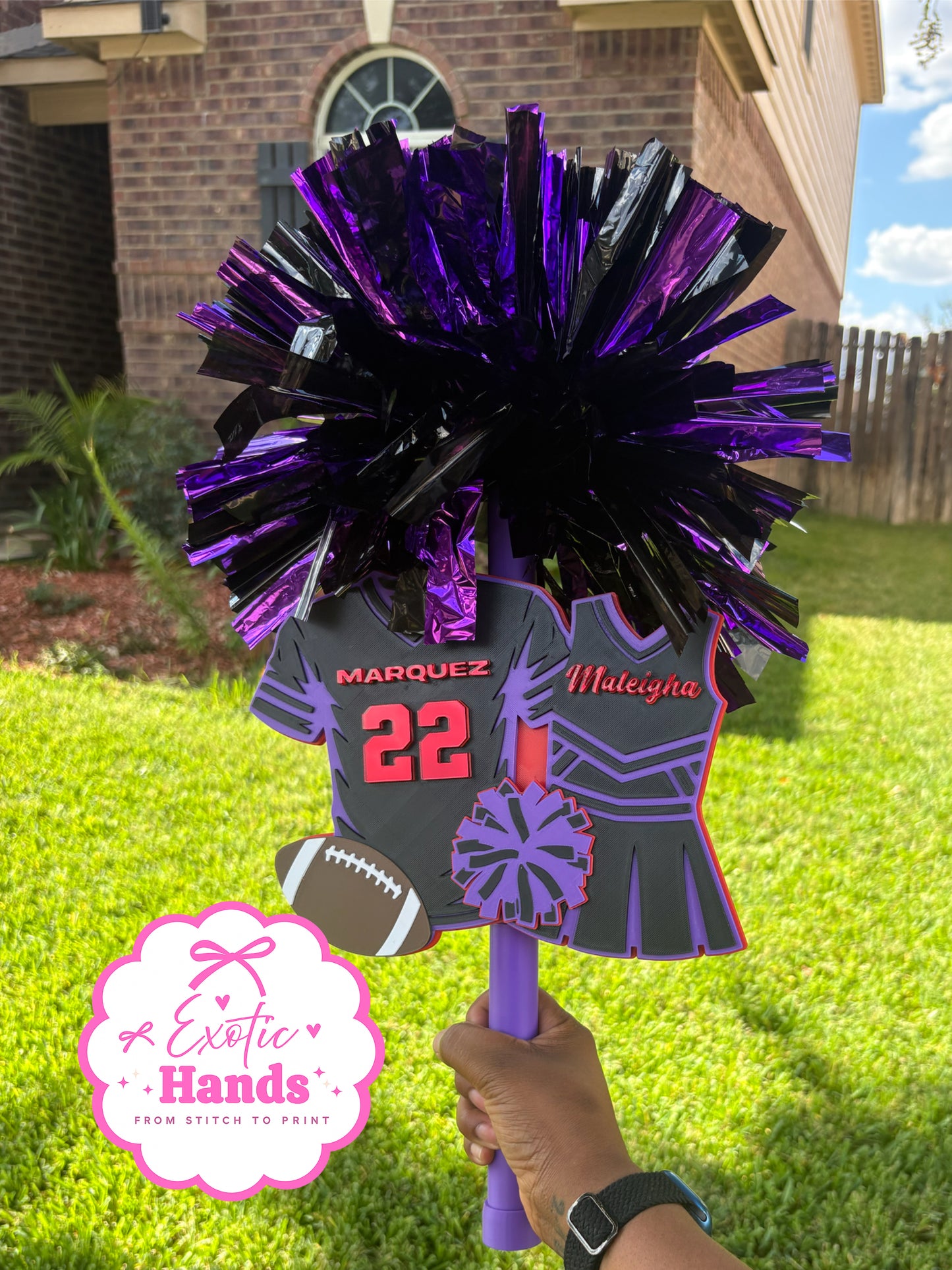 Football & Cheer Spirit Stick Set | Personalized Game Day Football Cheerleader Combo