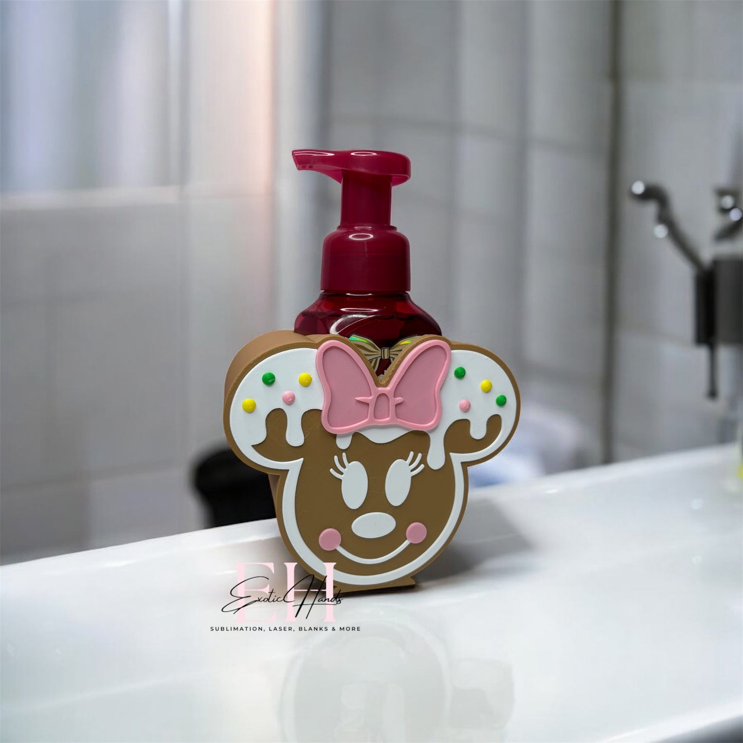 Gingerbread Holiday Soap Bottle Cover|Cute Christmas Bathroom Decor|3D Printed Soap Dispenser Sleeve