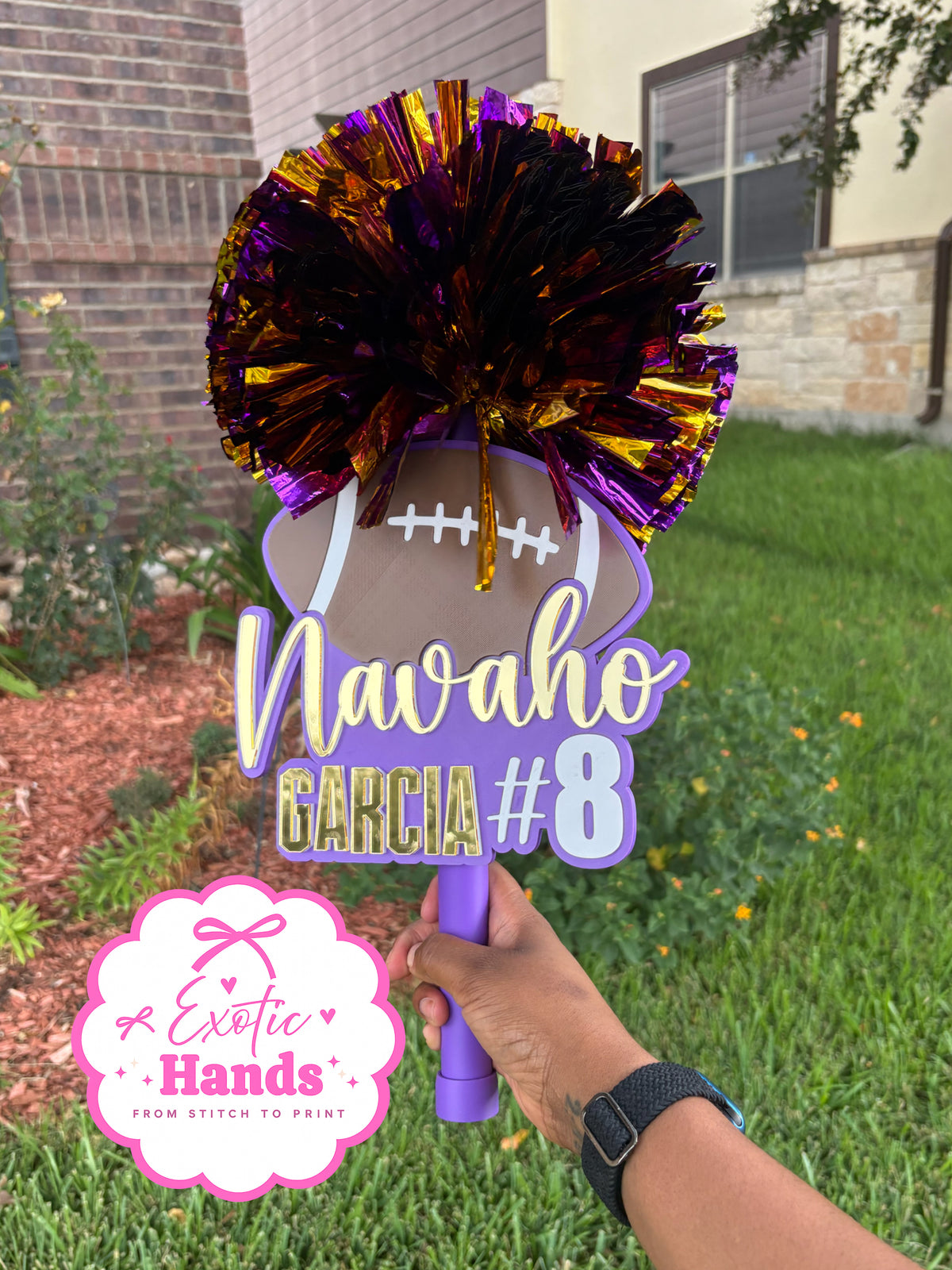 Custom Football Cheer Sign | Personalized Football Player Name & Number | Game Day Spirit Stick