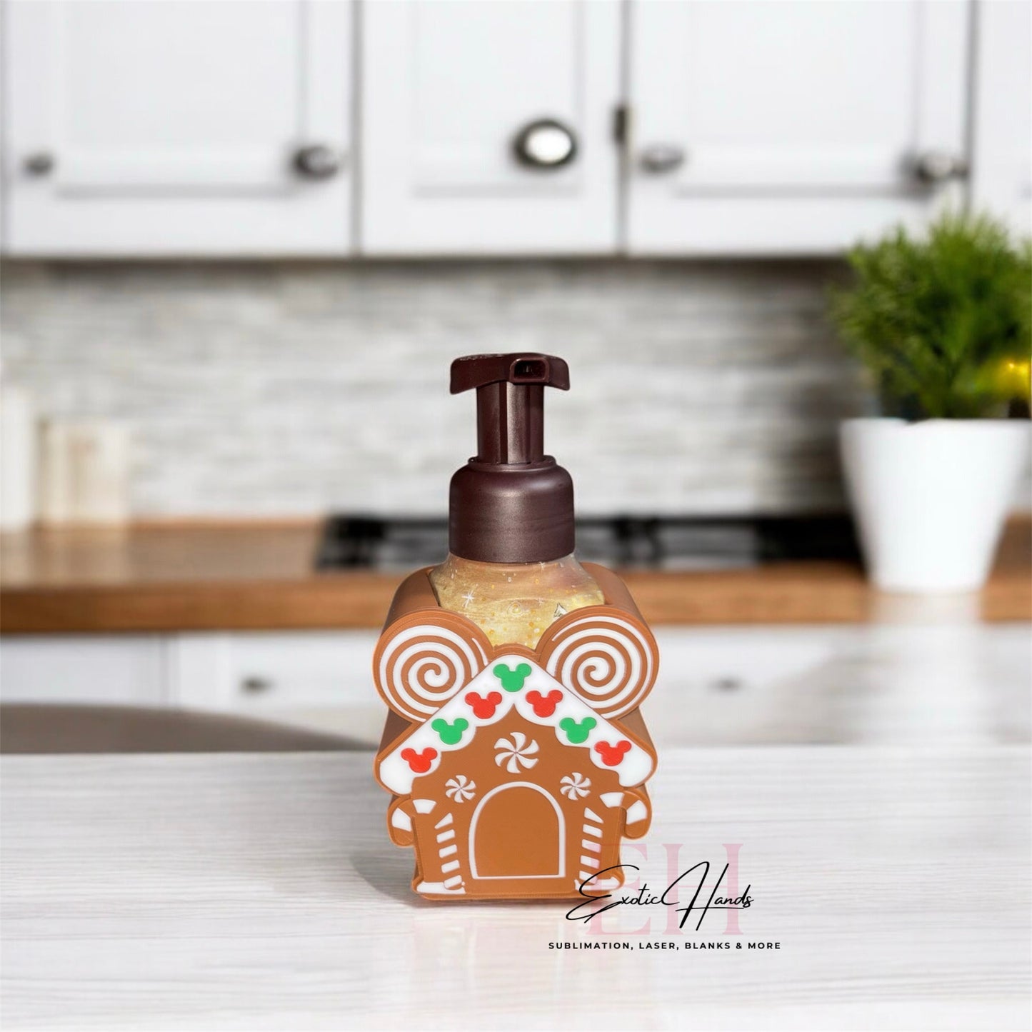 Gingerbread House Soap Dispenser Cover | Festive 3D Printed Holiday Decor