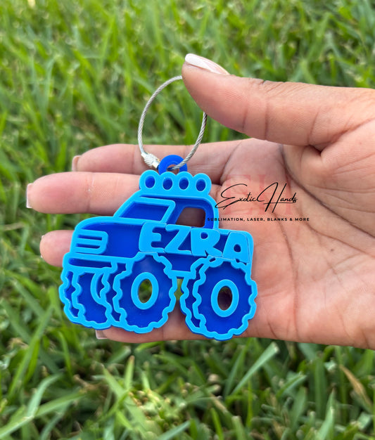 Custom Name Monster Truck Keychain - Personalized Gift for Kids & Truck Lovers