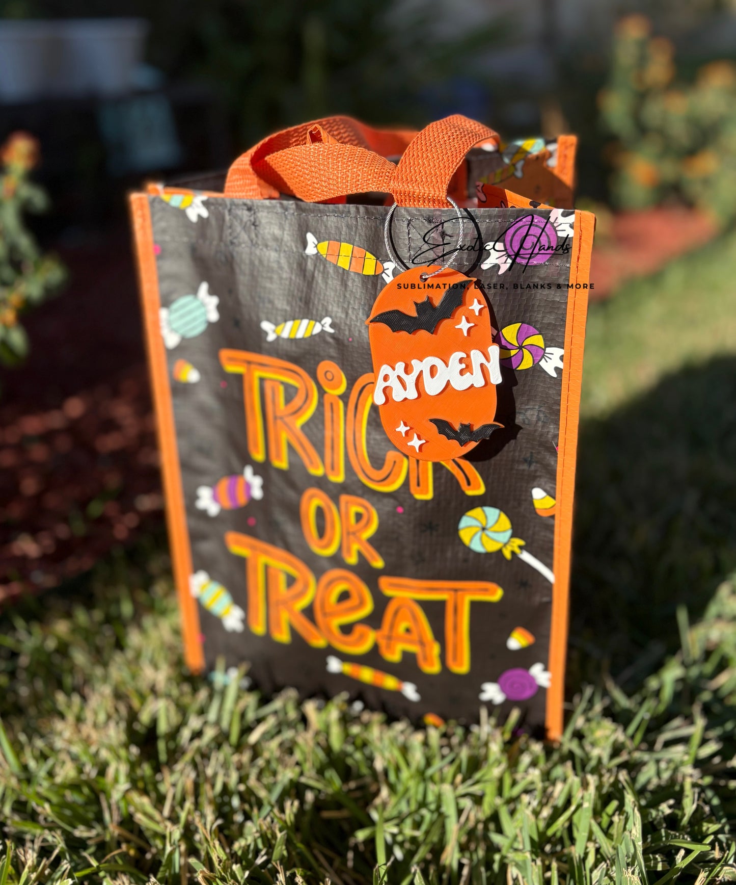 🎃 Custom Halloween Name Tag | Personalized Bat Tag | Kids Name Keychain | Trick or Treat Bag Tag | 3D Name Tag