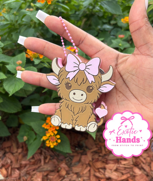 Highland Cow Coin Organizer Keychain | Cute Coin Holder | Farm Animal Gift | 3D Printed Coin Purse