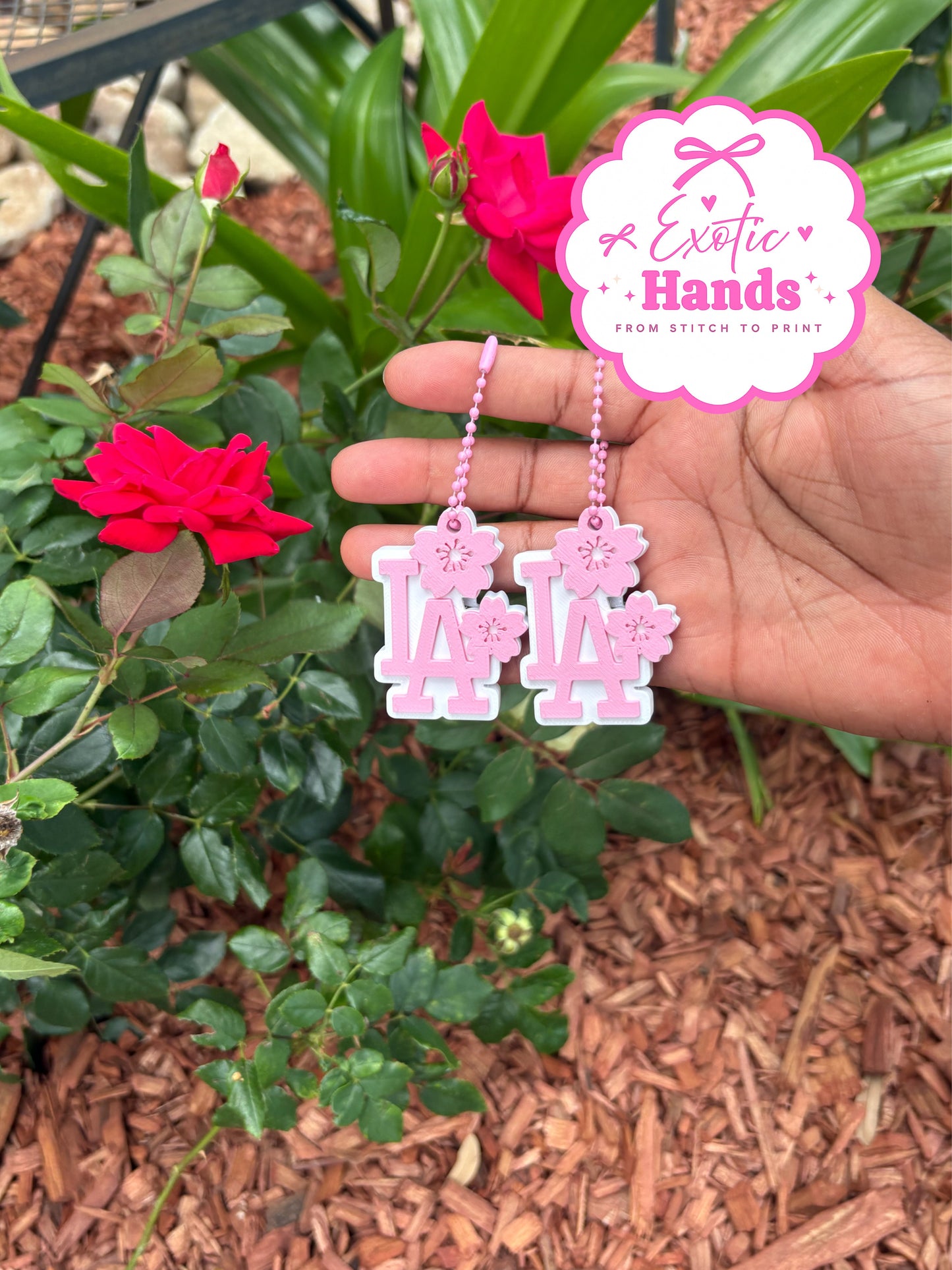 Cherry Blossom "LA" Soda Can Tab Puller Keychain – Cute & Nail-Saving (Pink)