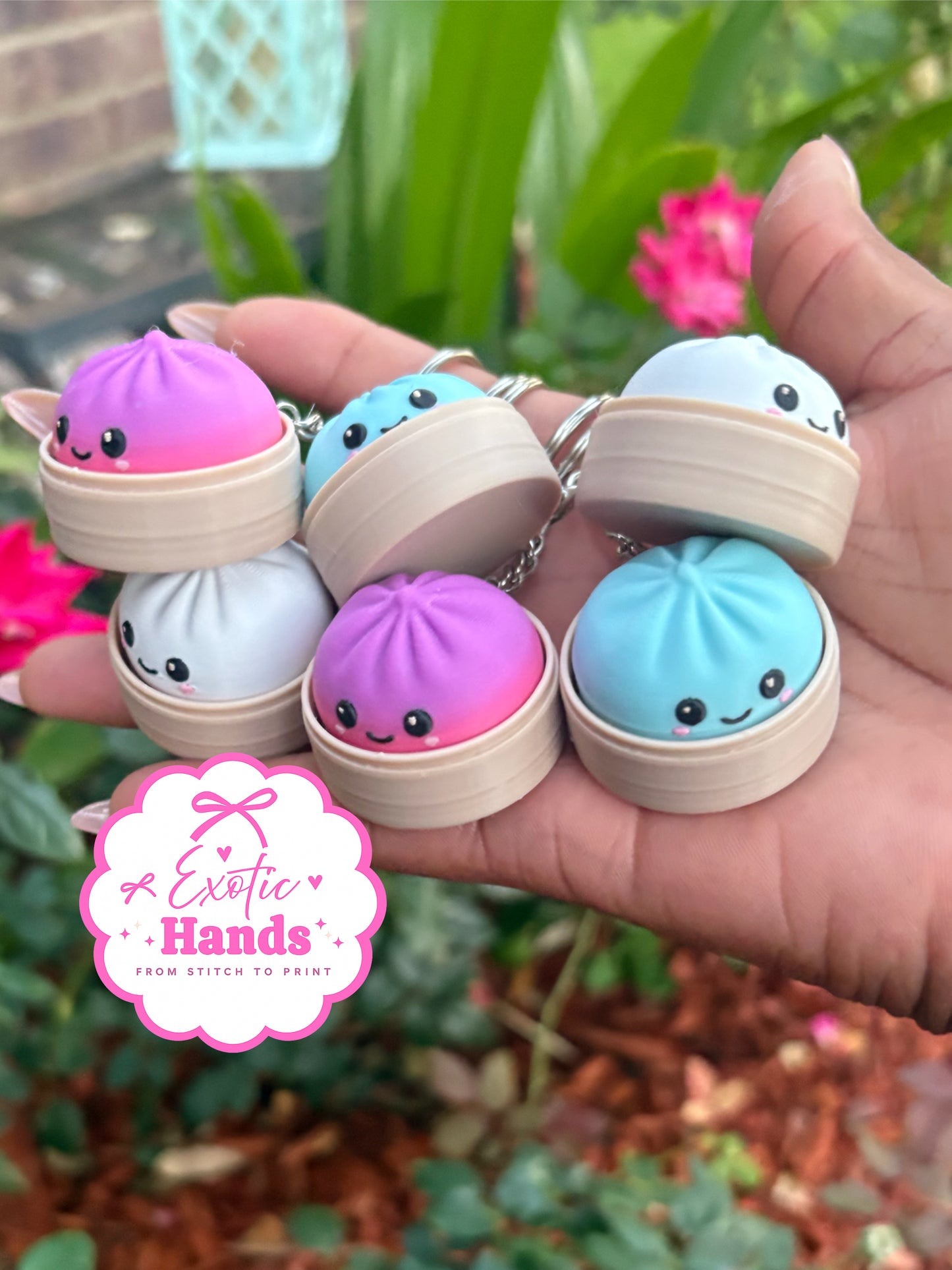 Cute Clickable Dumpling Keychain • Kawaii Bao Bun Fidget Toy • Satisfying Clicky Keychain