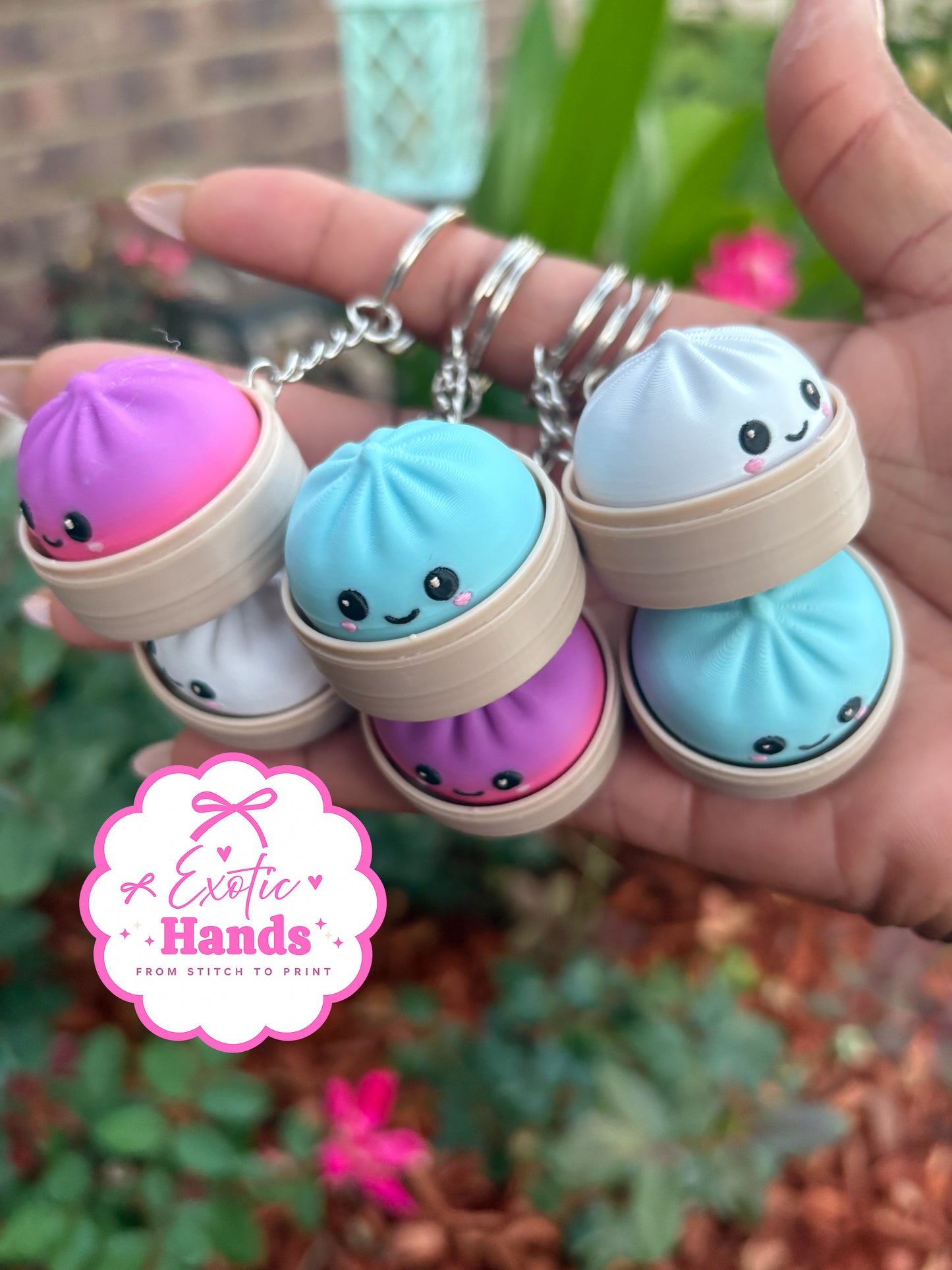 Cute Clickable Dumpling Keychain • Kawaii Bao Bun Fidget Toy • Satisfying Clicky Keychain