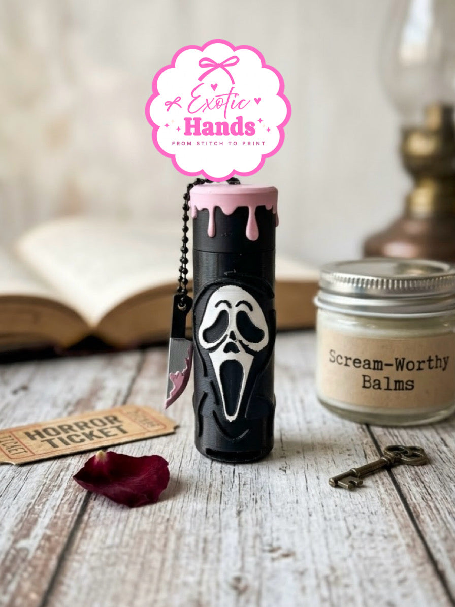Spooky Lip Balm Holder & Can Opener Keychain | Horror Inspired Lip Balm Holder | Can Tab Opener | 3D Printed Accessory | Gift for Horror Fans