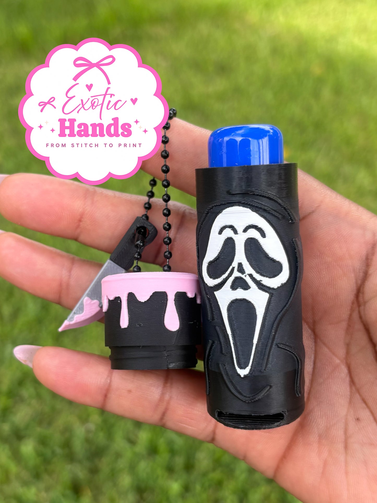 Spooky Lip Balm Holder & Can Opener Keychain | Horror Inspired Lip Balm Holder | Can Tab Opener | 3D Printed Accessory | Gift for Horror Fans