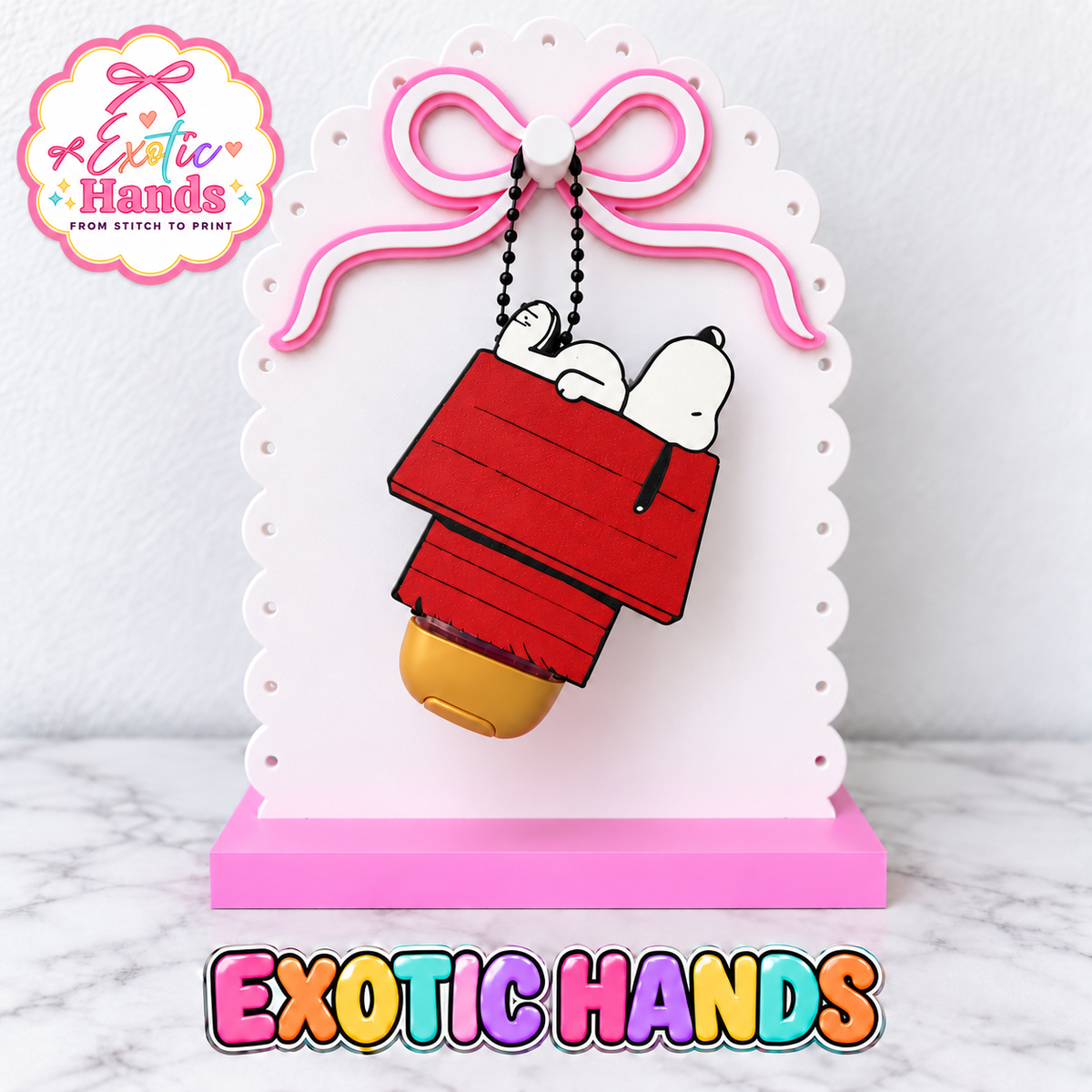 Red Doghouse Hand Sanitizer Holder Keychain | 3D Printed PocketBac Holder | Cute Bag Charm