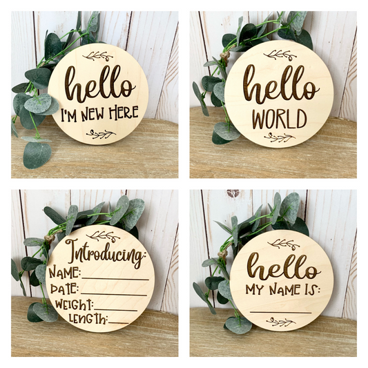 Baby Announcement Welcome Rounds - Set of 4